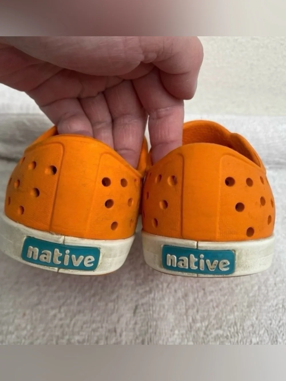 Native Shoes Kids Jefferson City Orange White Slip-on Sneakers Size C7 Casual